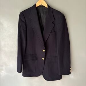 Fine Threads Vintage Men's Wool Blend Union Made Lined Blue Blazer 38 Regular